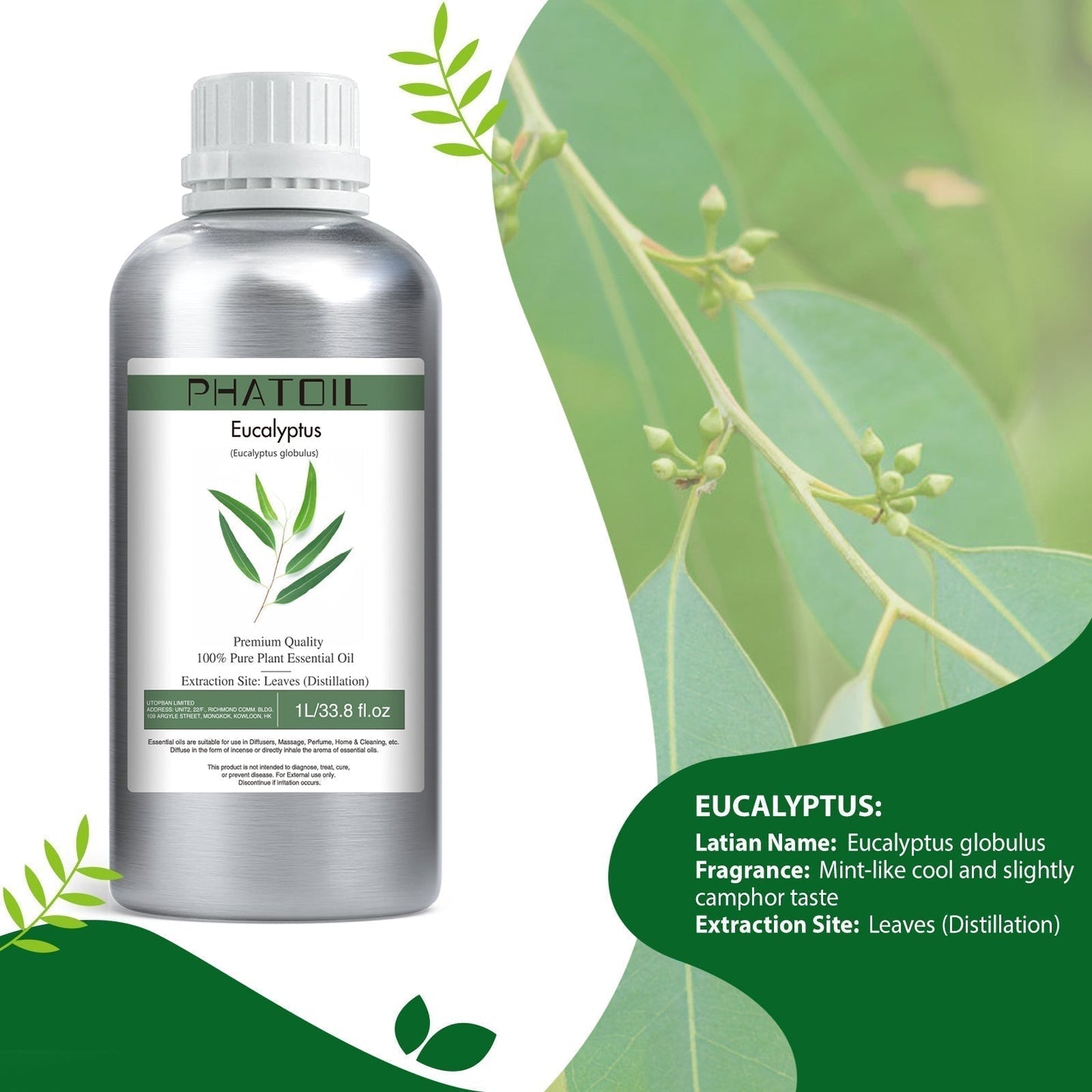 Phatoil 1000ml Pure Plant Essential Oil Fragrance With Droppers