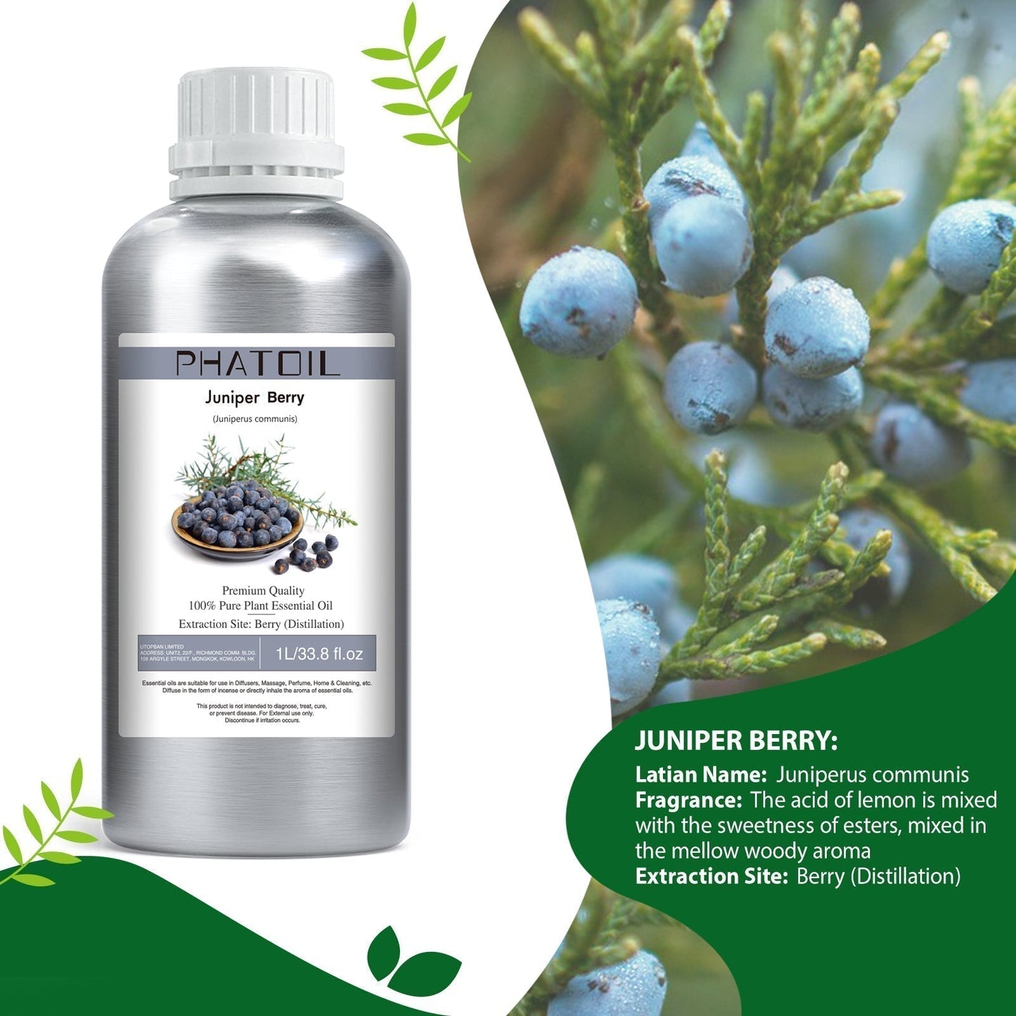 Phatoil 1000ml Pure Plant Essential Oil Fragrance With Droppers
