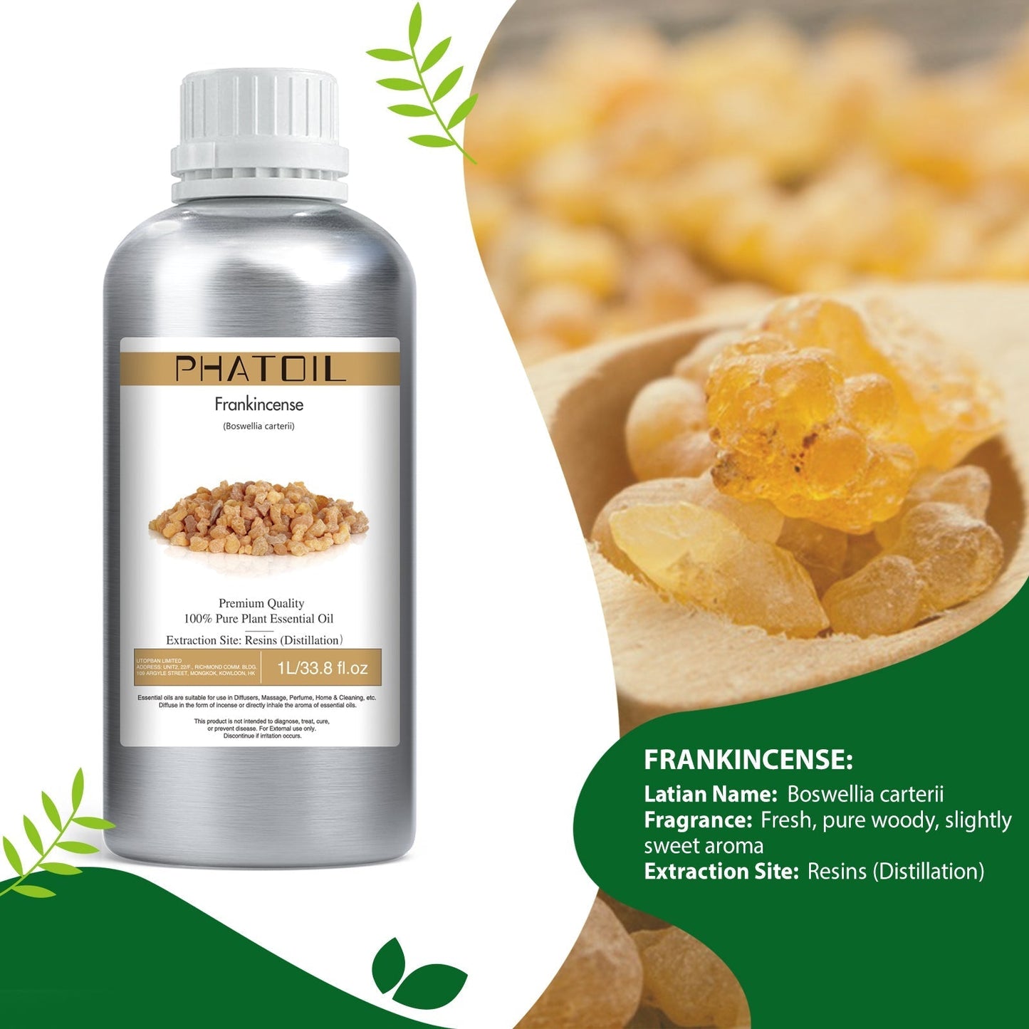 Phatoil 1000ml Pure Plant Essential Oil Fragrance With Droppers