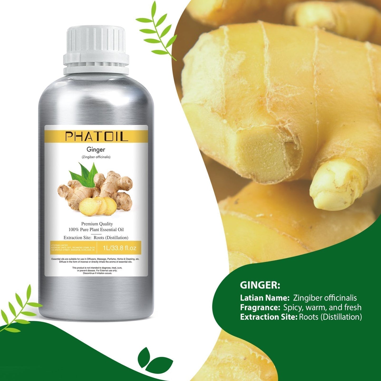 Phatoil 1000ml Pure Plant Essential Oil Fragrance With Droppers