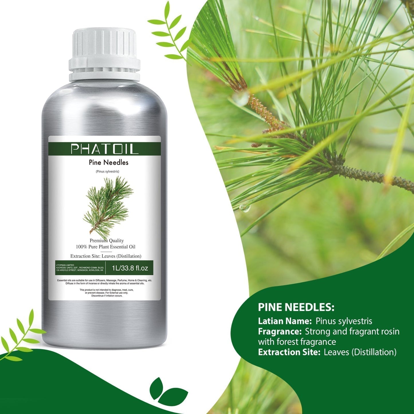 Phatoil 1000ml Pure Plant Essential Oil Fragrance With Droppers