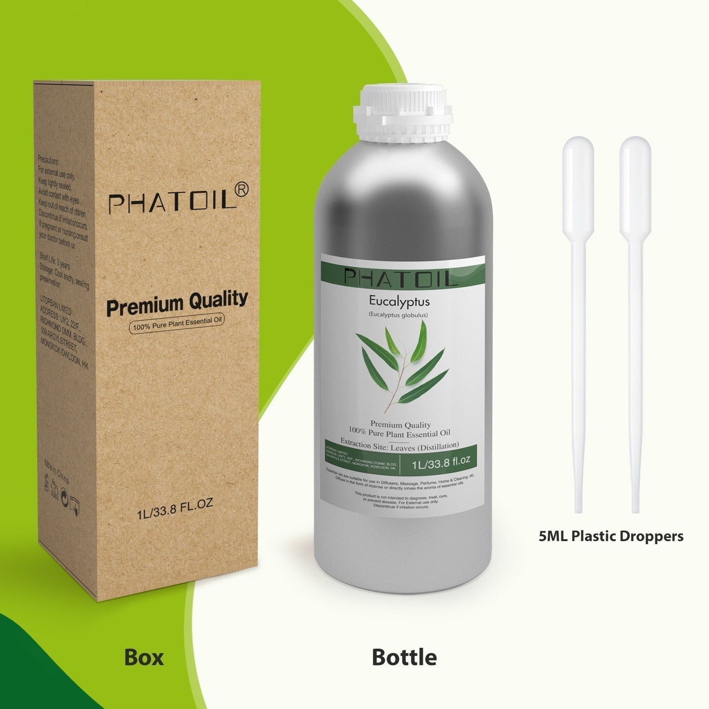 Phatoil 1000ml Pure Plant Essential Oil Fragrance With Droppers