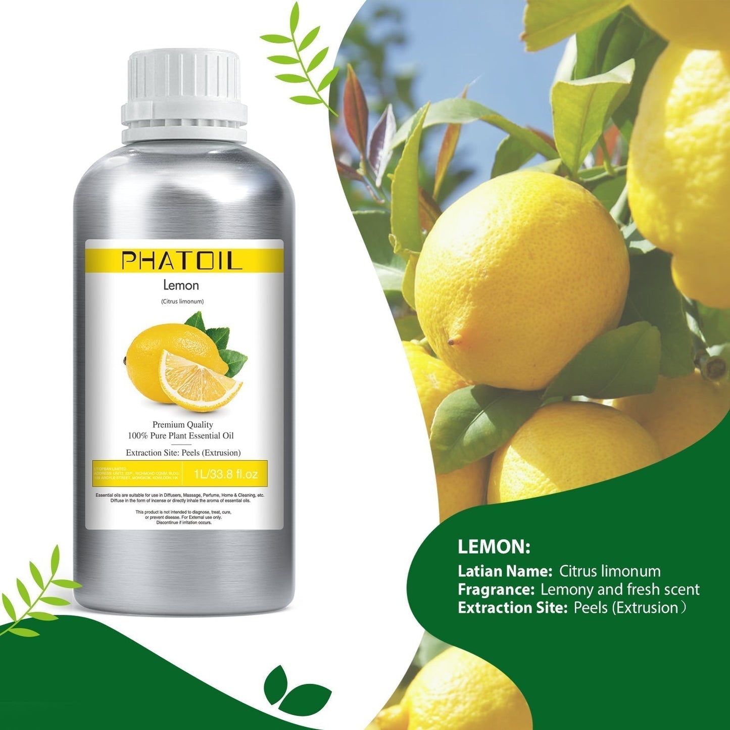 Phatoil 1000ml Pure Plant Essential Oil Fragrance With Droppers