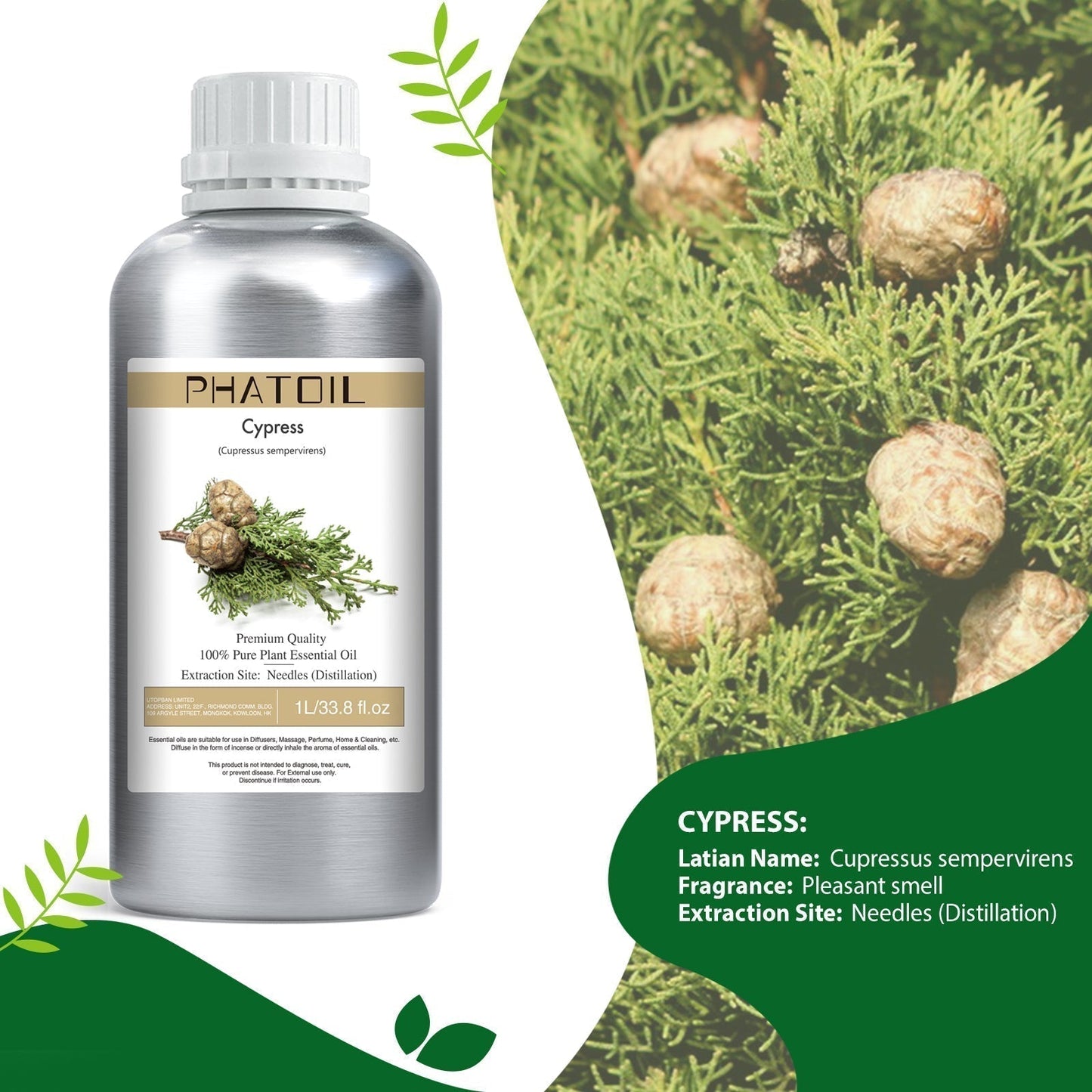 Phatoil 1000ml Pure Plant Essential Oil Fragrance With Droppers