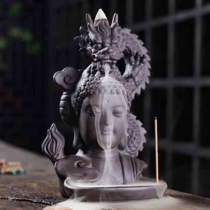 mainimage0Purple Clay Dragon Incense Burner with 20 Cones Waterfall Backflow Incense Holder Aromatherapy Ornament Zen Decor.jpg