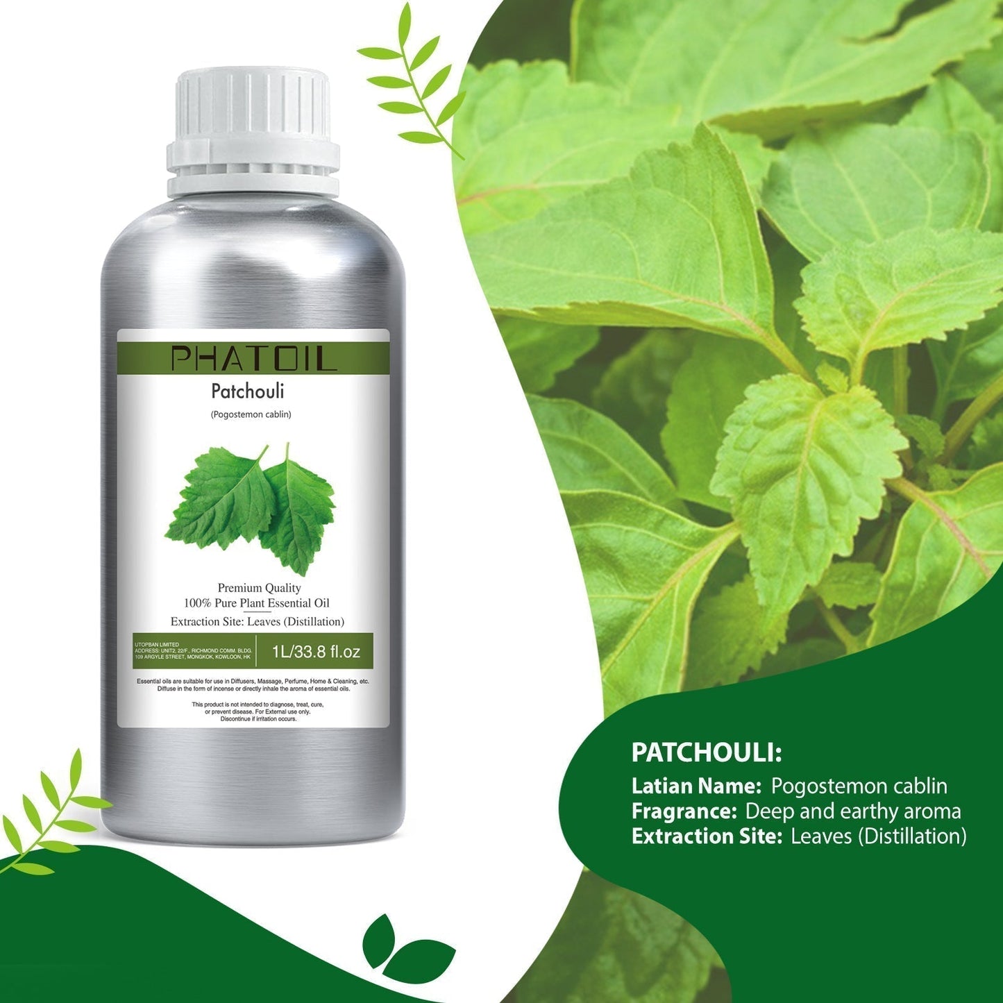 Phatoil 1000ml Pure Plant Essential Oil Fragrance With Droppers