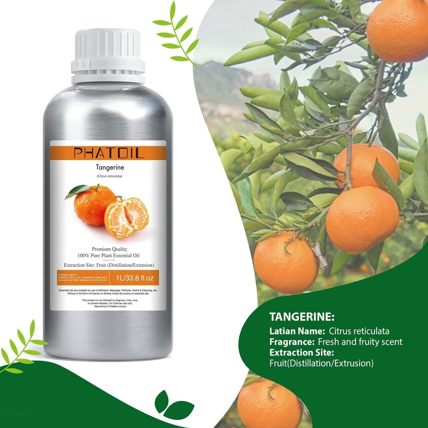 Phatoil 1000ml Pure Plant Essential Oil Fragrance With Droppers