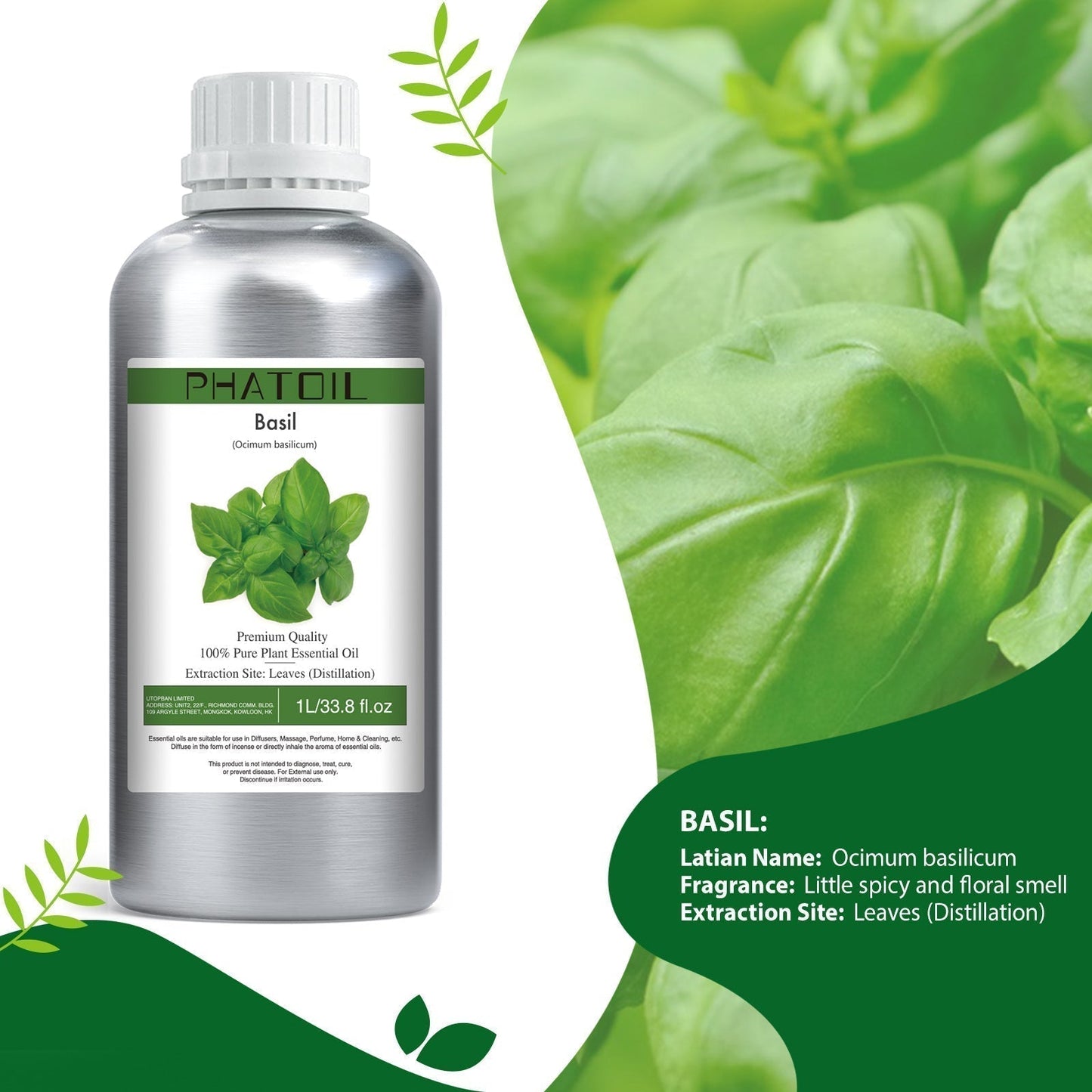 Phatoil 1000ml Pure Plant Essential Oil Fragrance With Droppers